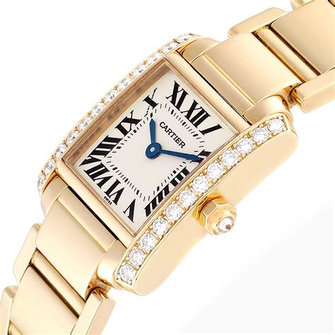 cartier tank watch with diamonds|cartier tank francaise 18k gold.